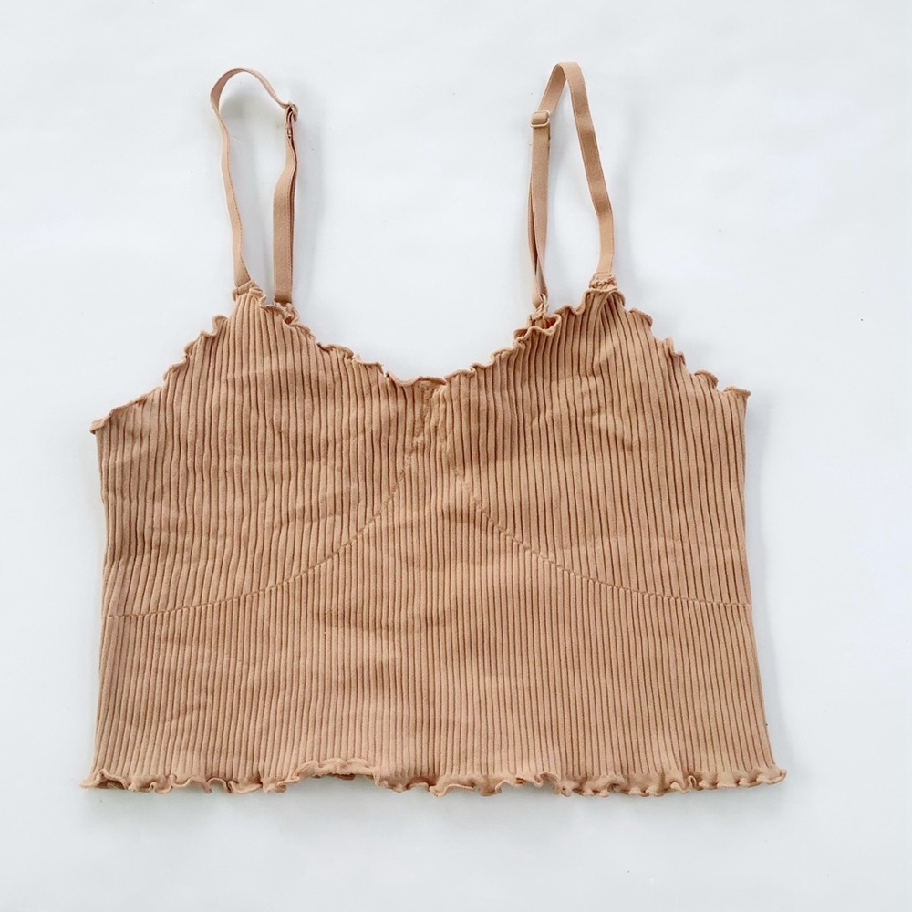 aerie Ribbed Camisole Tank Top in Camel